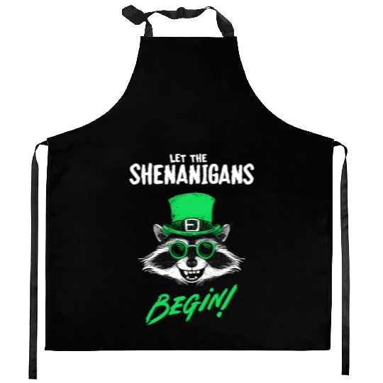 Let The Shenanigans Begin! Raccoon Irish Kitchen Aprons