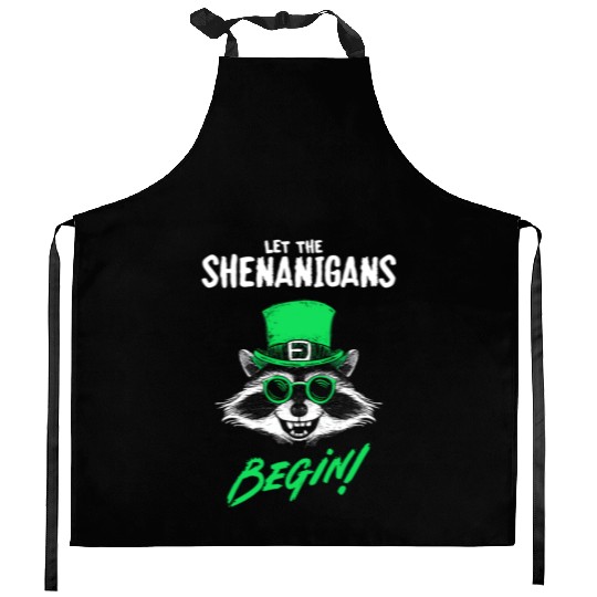 Let The Shenanigans Begin! Raccoon Irish Kitchen Aprons