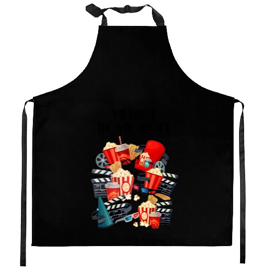 Popcorn Vintage Movie Night Kitchen Aprons