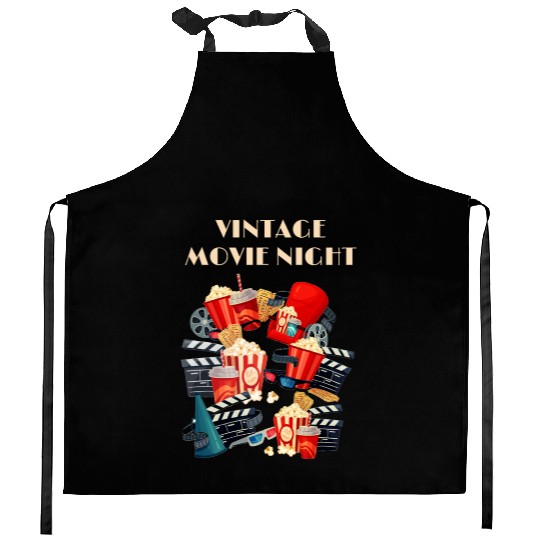 Popcorn Vintage Movie Night Kitchen Aprons