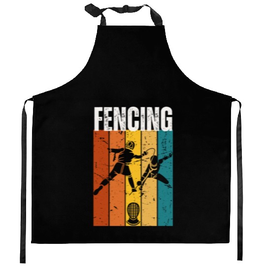 Fencing Vintage Retro 70s Design Fencer Kitchen Aprons