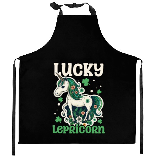 Irish Unicorn St Patricks Lucky Lepricorn Kitchen Aprons
