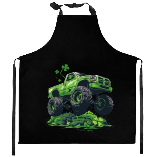 Monster Truck Shamrock Toddler Boys St Patricks Kitchen Aprons