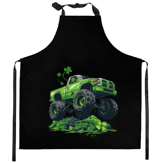 Monster Truck Shamrock Toddler Boys St Patricks Kitchen Aprons