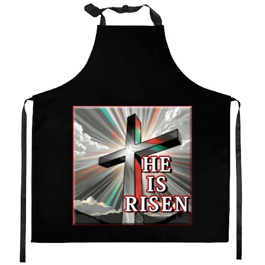 Cross, He is Risen - 2 Kitchen Aprons