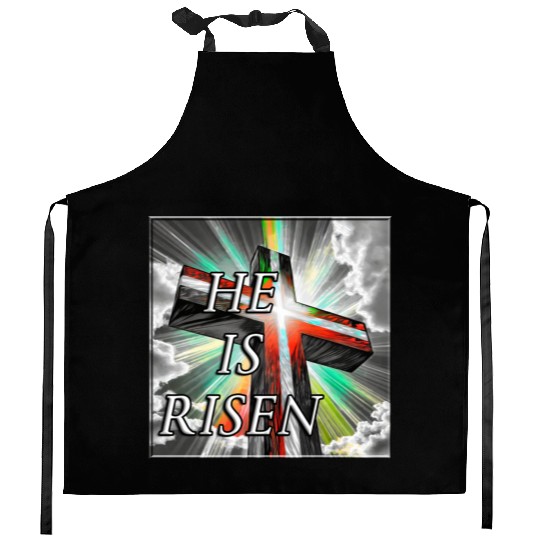 Cross, He is Risen - 1 Kitchen Aprons