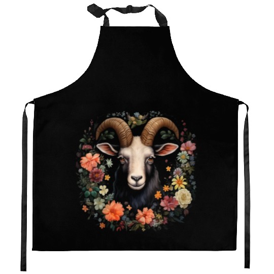 Goat Flowers Farmer Gift Kitchen Aprons