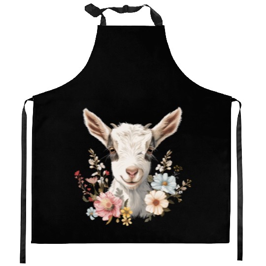 Goat Flowers Farmer Gift Kitchen Aprons