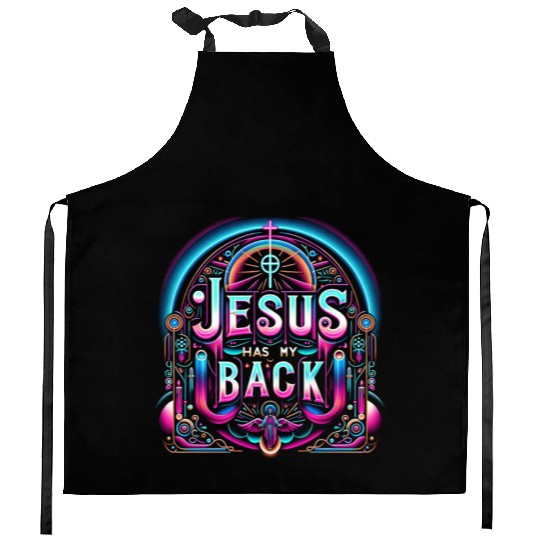 Jesus Has My Back 26 Kitchen Aprons