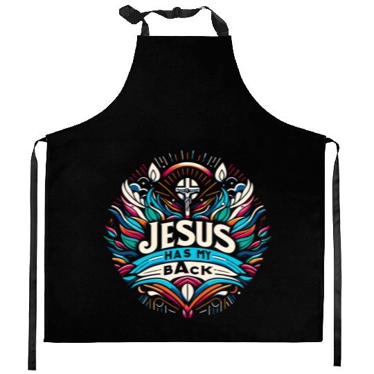 Jesus Has My Back 27 Kitchen Aprons