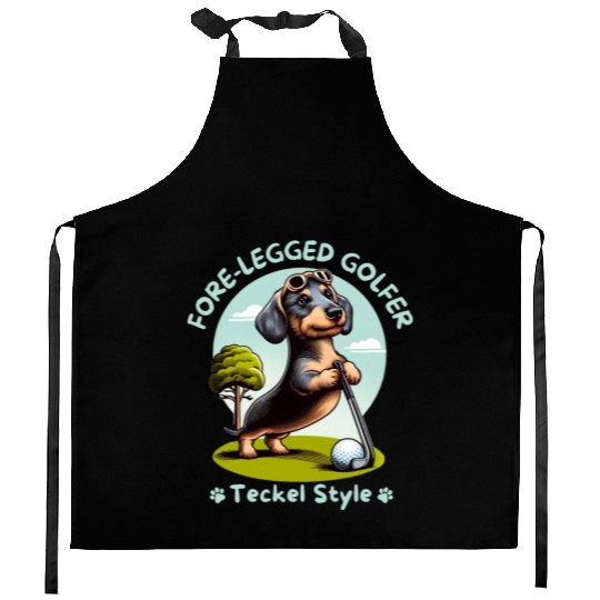 Cute Teckel, dachshund lover and golfers Kitchen Aprons