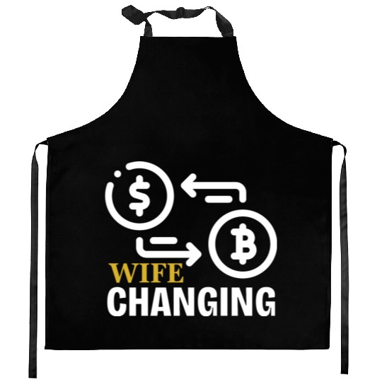 Black and Gold Wife Changing - Bitcoin Kitchen Aprons