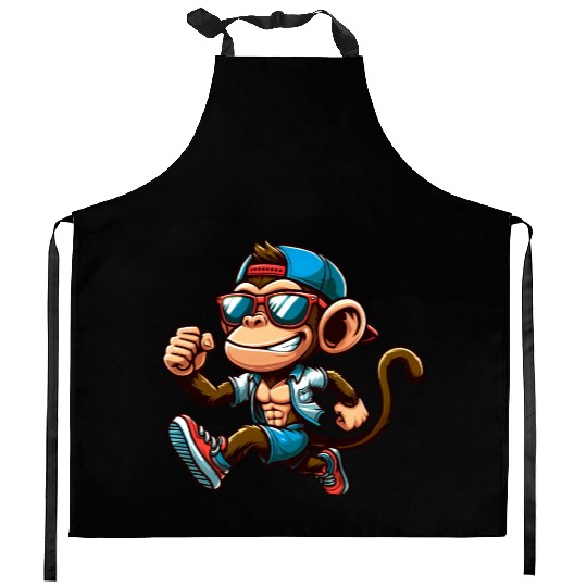 Cool monkey jogging fitness running sport Kitchen Aprons