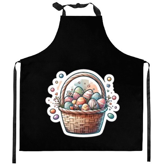 Cute Easter Egg Basket Soft Pastel Color Kitchen Aprons