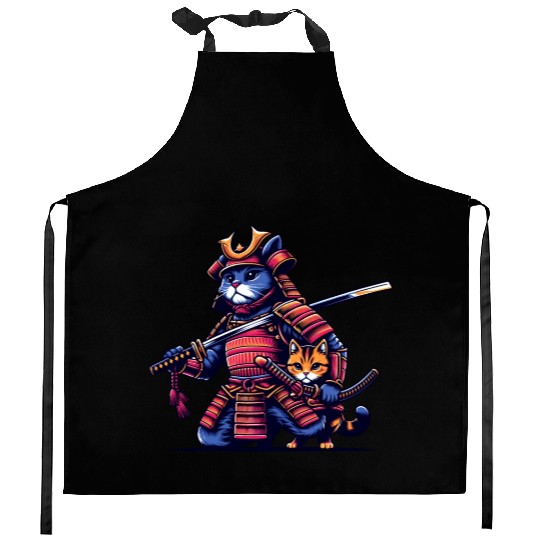 Light Samurai Cat Kitchen Aprons