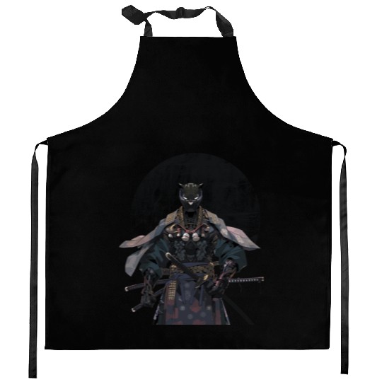 Anime Panther Warrior Samurai katana Kitchen Aprons