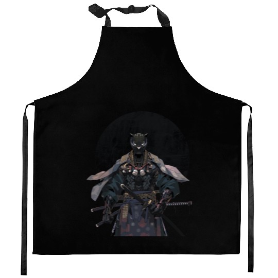 Anime Panther Warrior Samurai katana Kitchen Aprons
