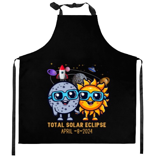 Total solar eclipse 4-8-2024: Sun and Moon love Kitchen Aprons