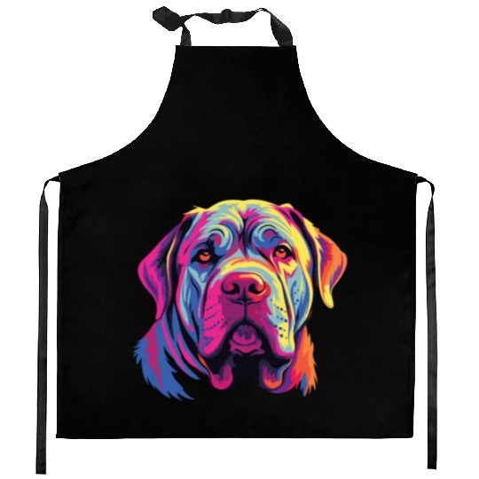 Watercolor Colorful Neapolitan Mastiff Kitchen Aprons