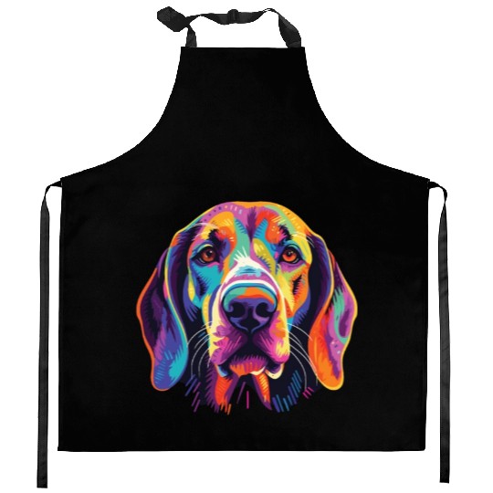 Watercolor Colorful English Foxhound Kitchen Aprons