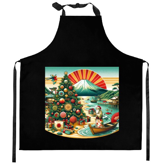 Japanese Style Christmas in July Kitchen Aprons