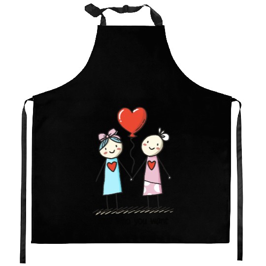 Stick Figure Lesbian Lovers Love Who You Want Kitchen Aprons