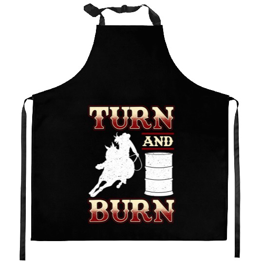 Barrel Racing Turn And Burn Kitchen Aprons