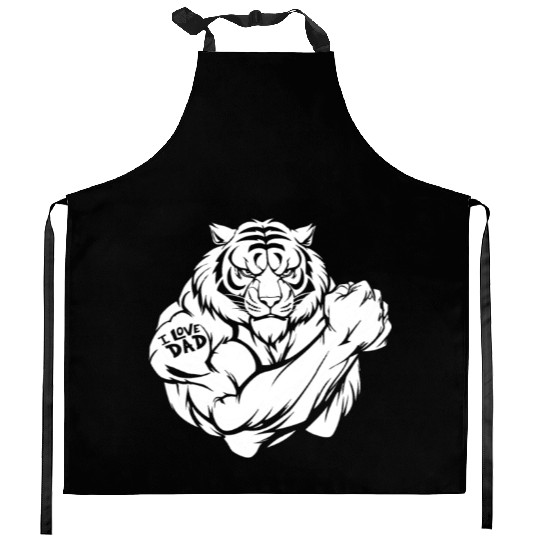 Tiger Biceps Tattoo I Love Dad Kitchen Aprons