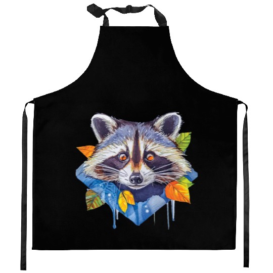 Autumn Raccoon: A Watercolor Wilderness Kitchen Aprons
