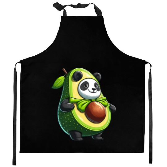 Avocado Panda: Peaceful Green Guardian Kitchen Aprons