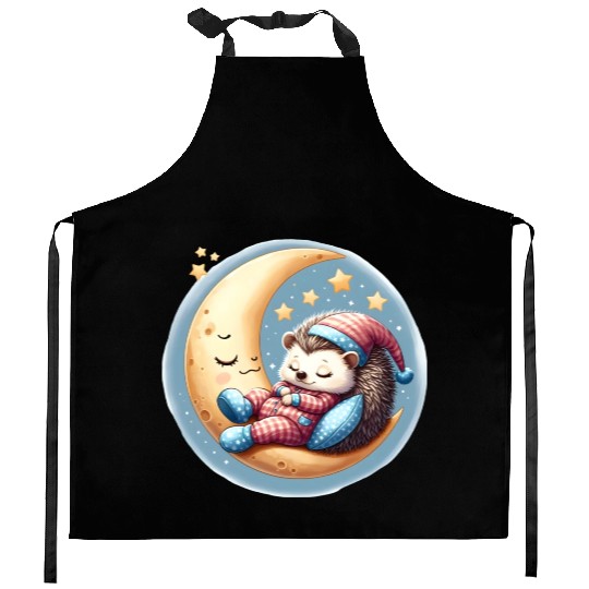 Tired Hedgehog in Pajamas: Moon Serenity Kitchen Aprons