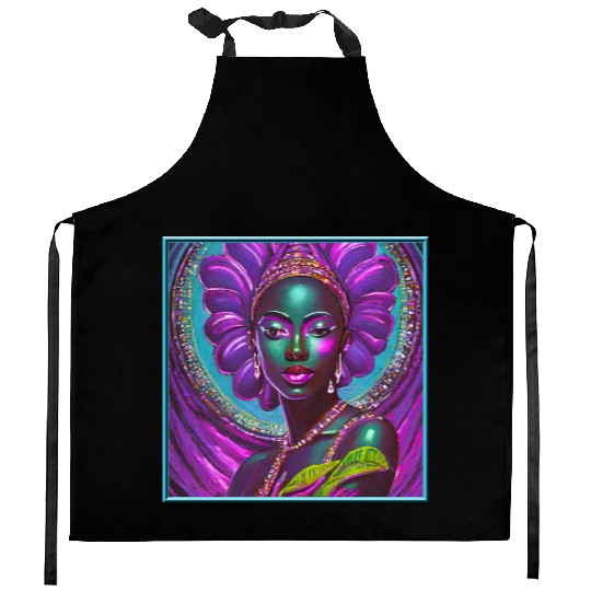 African Goddess Violet Nurturing Me - 1 Kitchen Aprons
