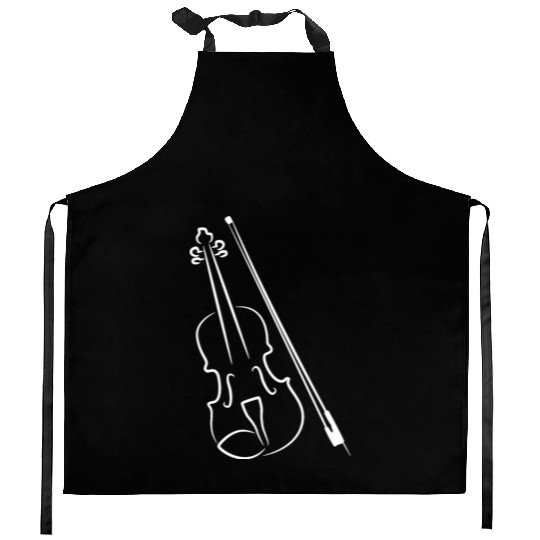 Violin and Stick Sketch Kitchen Aprons