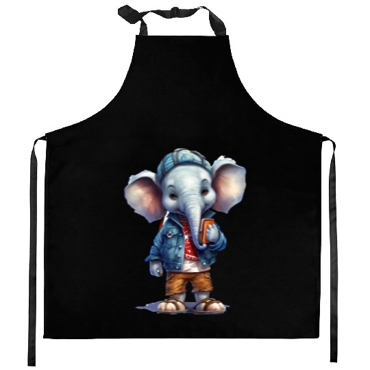 Cute Elephant Cartoon Kitchen Aprons