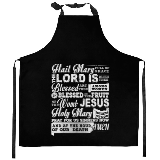 Hail Mary Holy Rosary Roman Catholic Design Kitchen Aprons