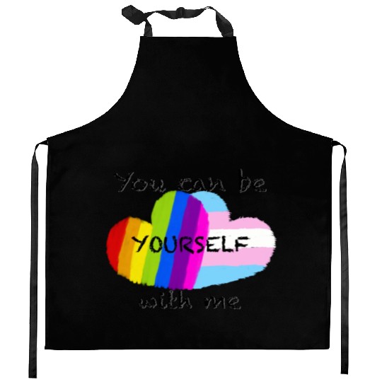Pride hearts - You can be yourself with me Kitchen Aprons