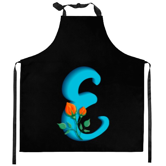 Three dimensional capital letter E rose monogram Kitchen Aprons