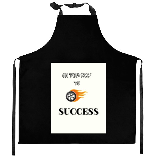 Black and white simplicity on the way to success Kitchen Aprons