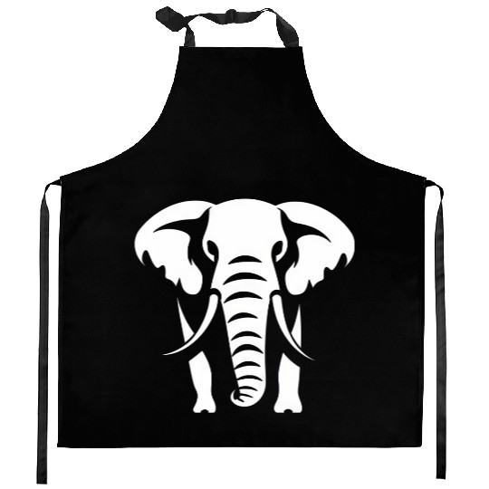 Elephant Silhouette White Logo Kitchen Aprons