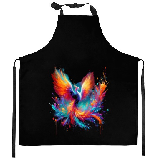 Resurgence of Radiance - Majestic Phoenix Art Kitchen Aprons