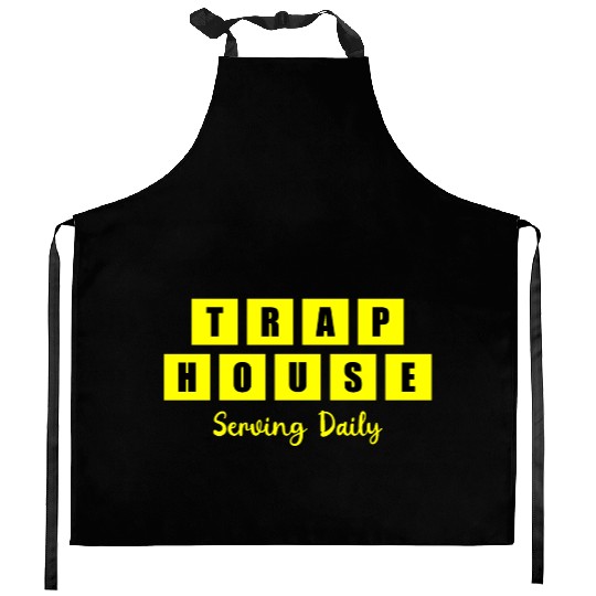 Trap House Serving Daily Black Waffle Kitchen Aprons