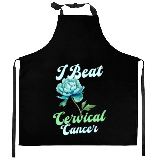 Cervical Cancer Awareness I Beat Cervical Cancer Kitchen Aprons