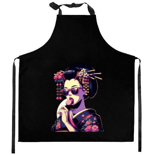 Japanese Geisha in Kimono, Geishas from Kyoto Kitchen Aprons
