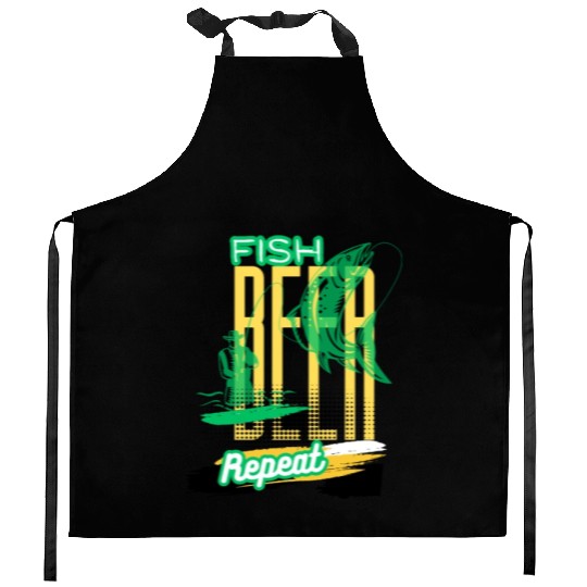 Fish, Beer, Repeat Kitchen Aprons