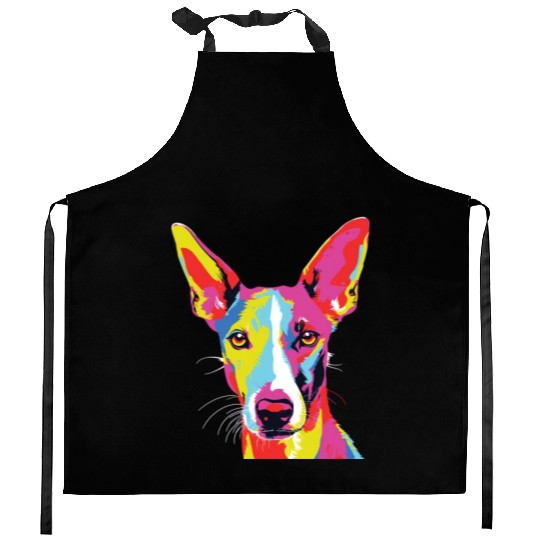 Watercolor Colorful Ibizan Hound Kitchen Aprons