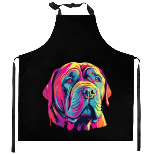 Watercolor Colorful Neapolitan Mastiff Kitchen Aprons