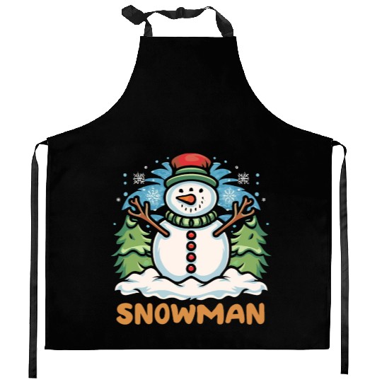 Snowman Kitchen Aprons design premium