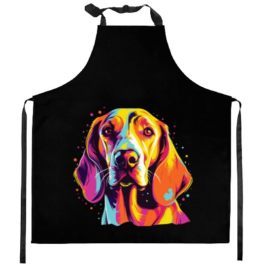 Watercolor Colorful English Foxhound Kitchen Aprons