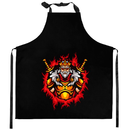 Monarch With Halftone Fire Background Kitchen Aprons