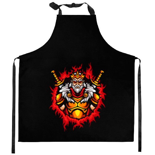 Monarch With Halftone Fire Background Kitchen Aprons